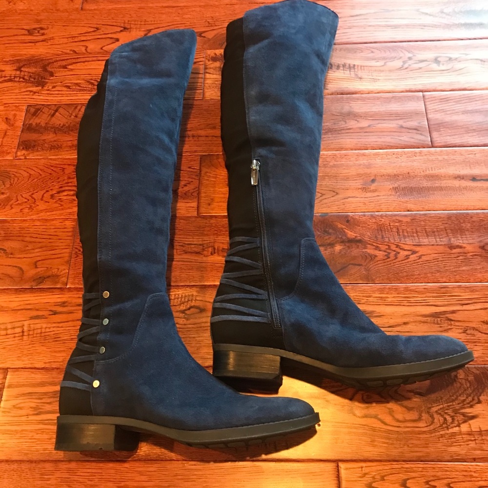 Vince Camuto navy blue & black knee high boots